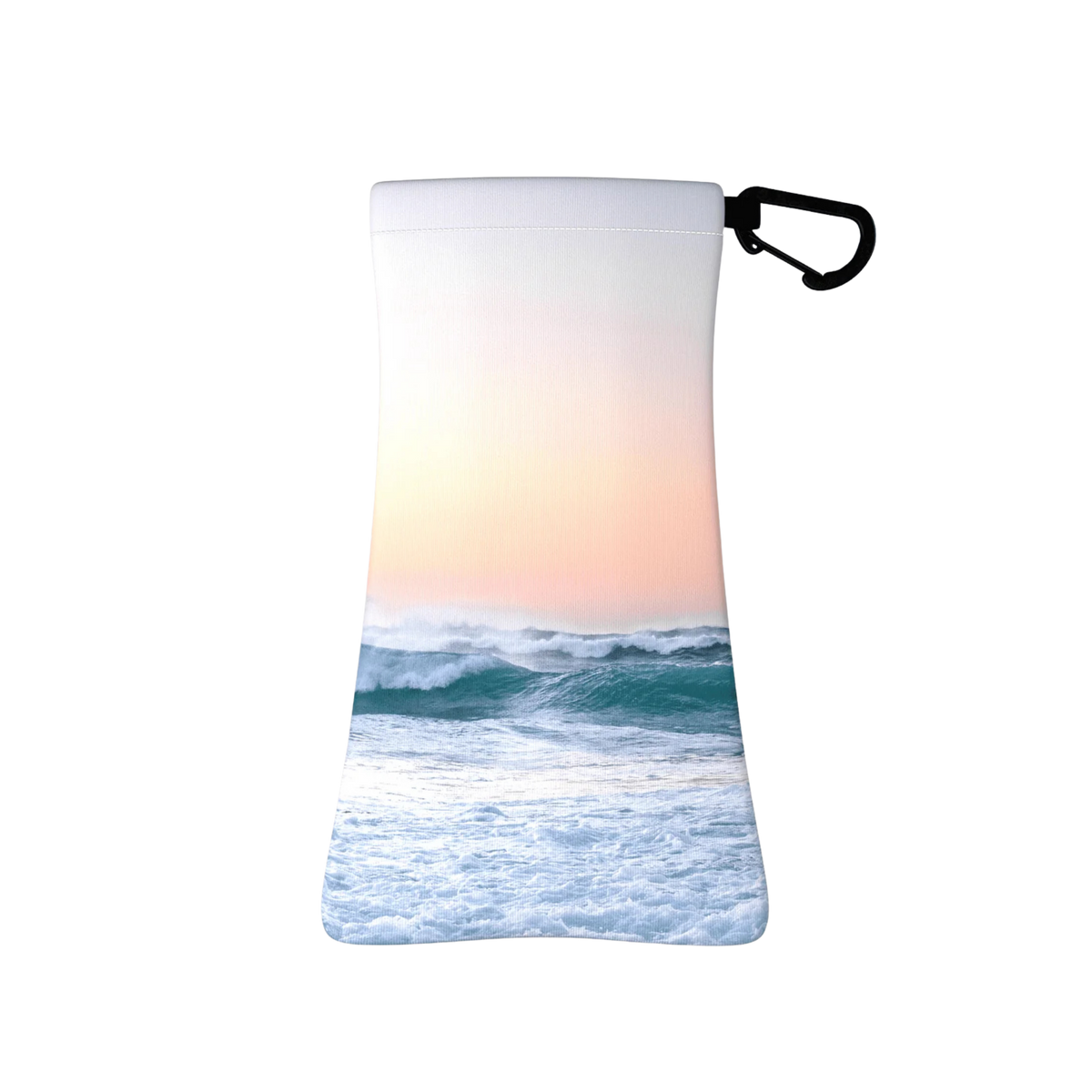 Rear view of SunnySoc Sunglass Case in Tidal design made with 94% recycled PET from plastic bottles and 6% spandex