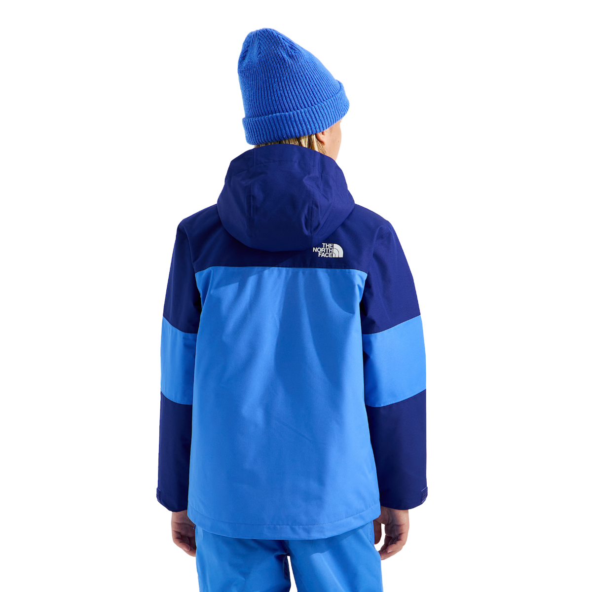 Rear view of The North Face Boys Freedom Insulated Jacket in Bold Blue  featuring regular fit, waterproof DRYVENT shell and back shoulder logo