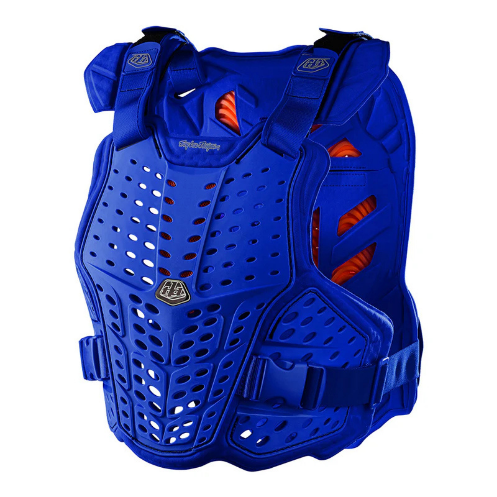 Front view of Troy Lee Designs Rockfight Chest Protector Solid Blue with EPP chest protection