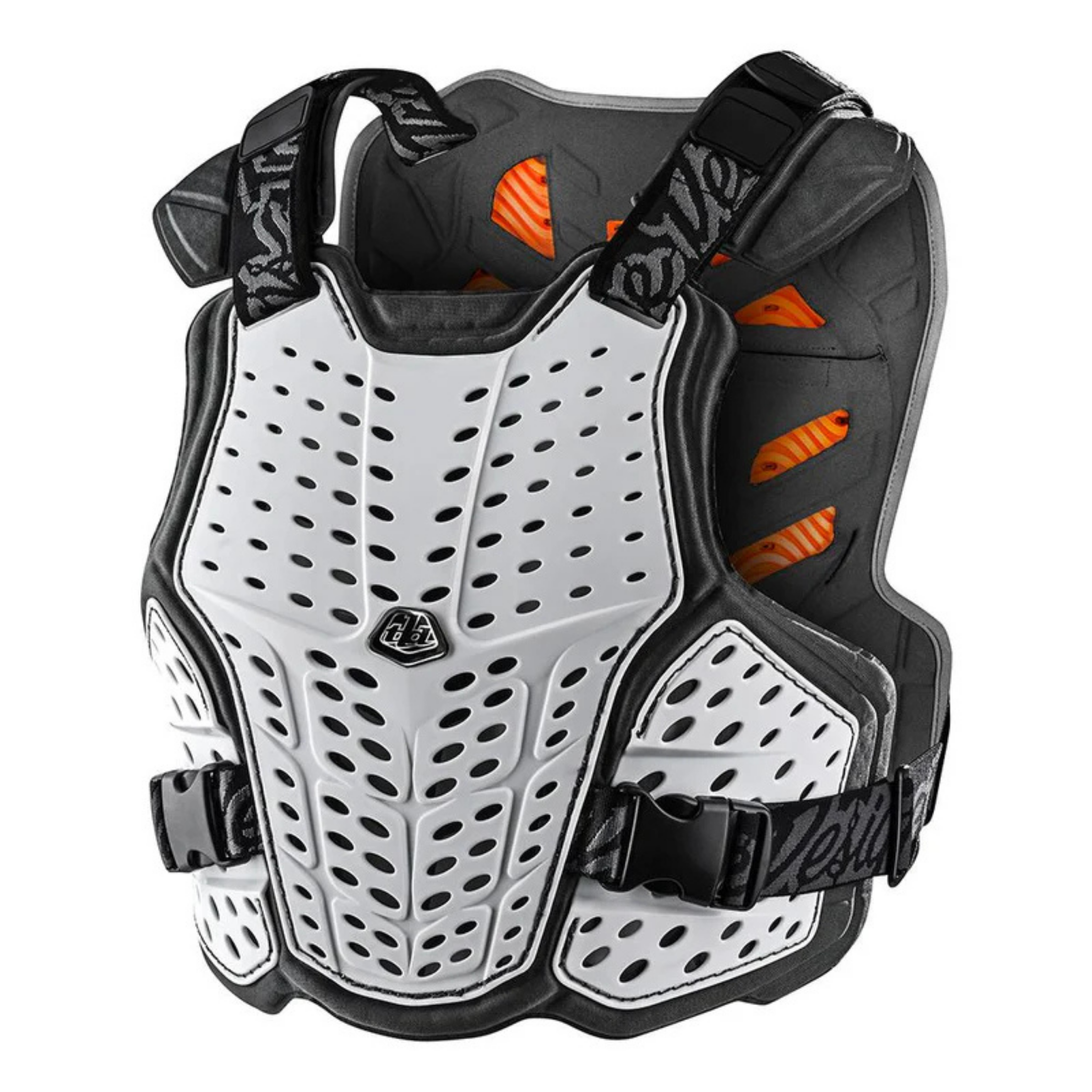 Front view of Troy Lee Designs Rockfight Chest Protector White with EPP chest protection