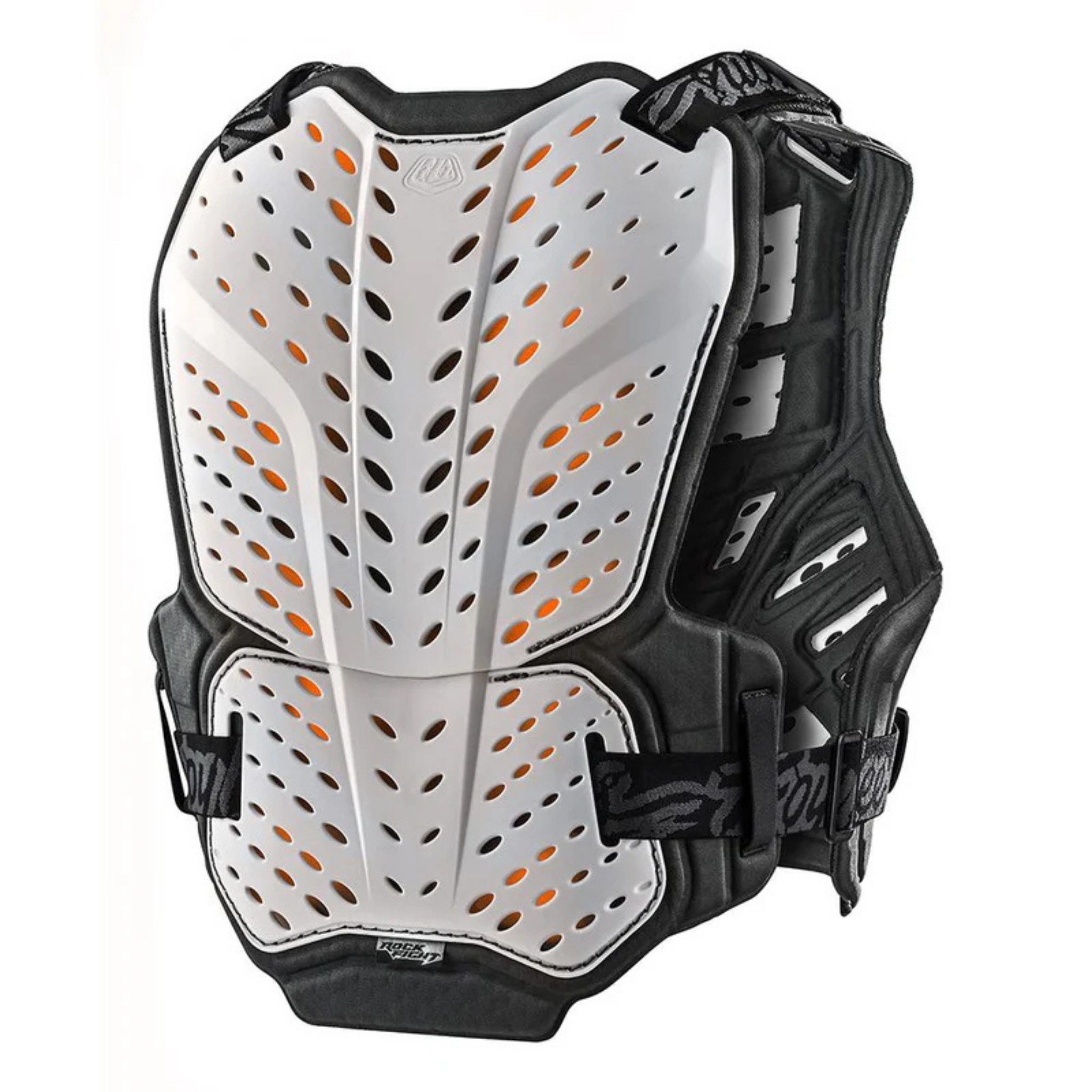 Back view of Troy Lee Designs Rockfight Chest Protector White with removable D3O back protector