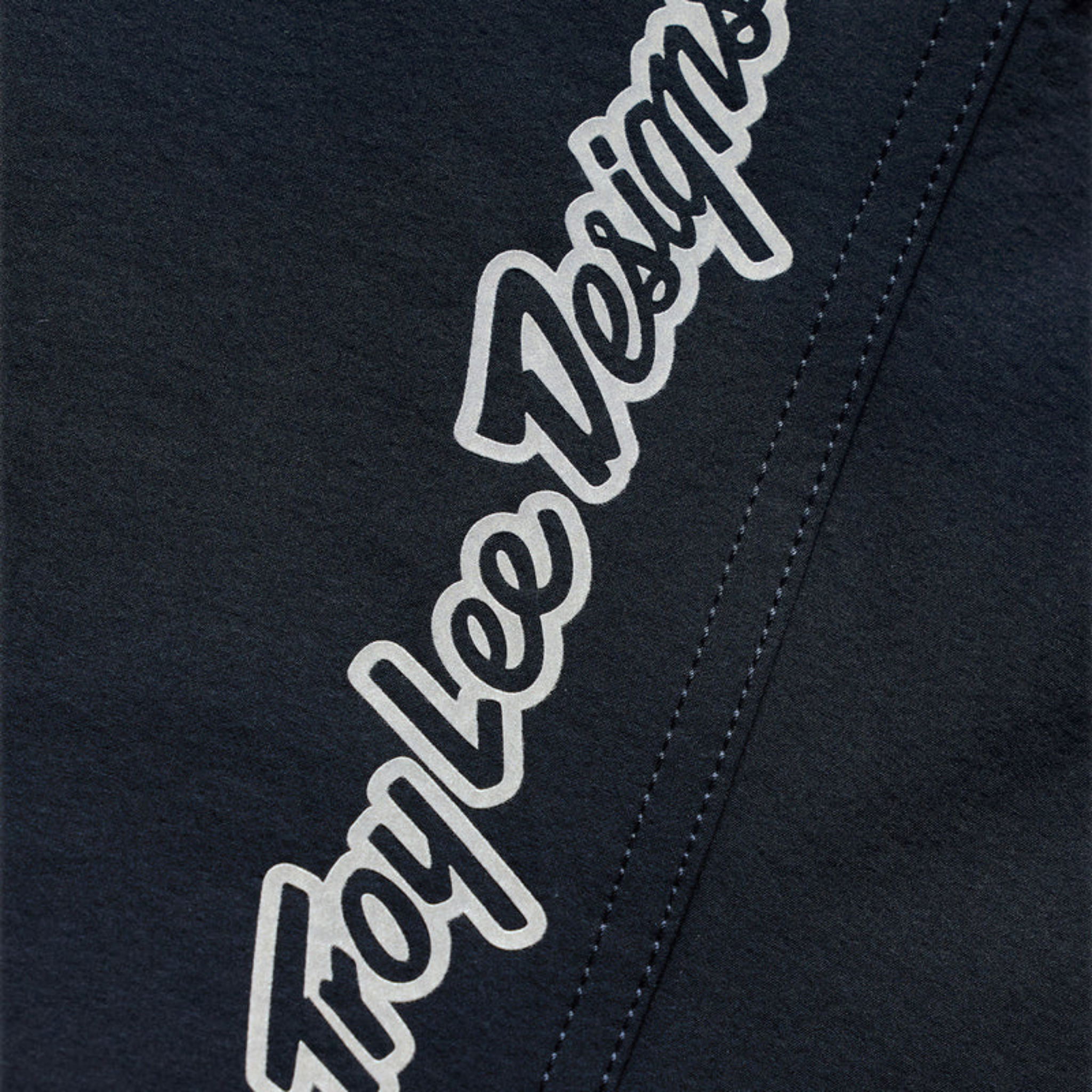 Close-up of reinforced nylon-spandex 4-way stretch fabric on the Troy Lee Skyline Trail Pant with Logo Design