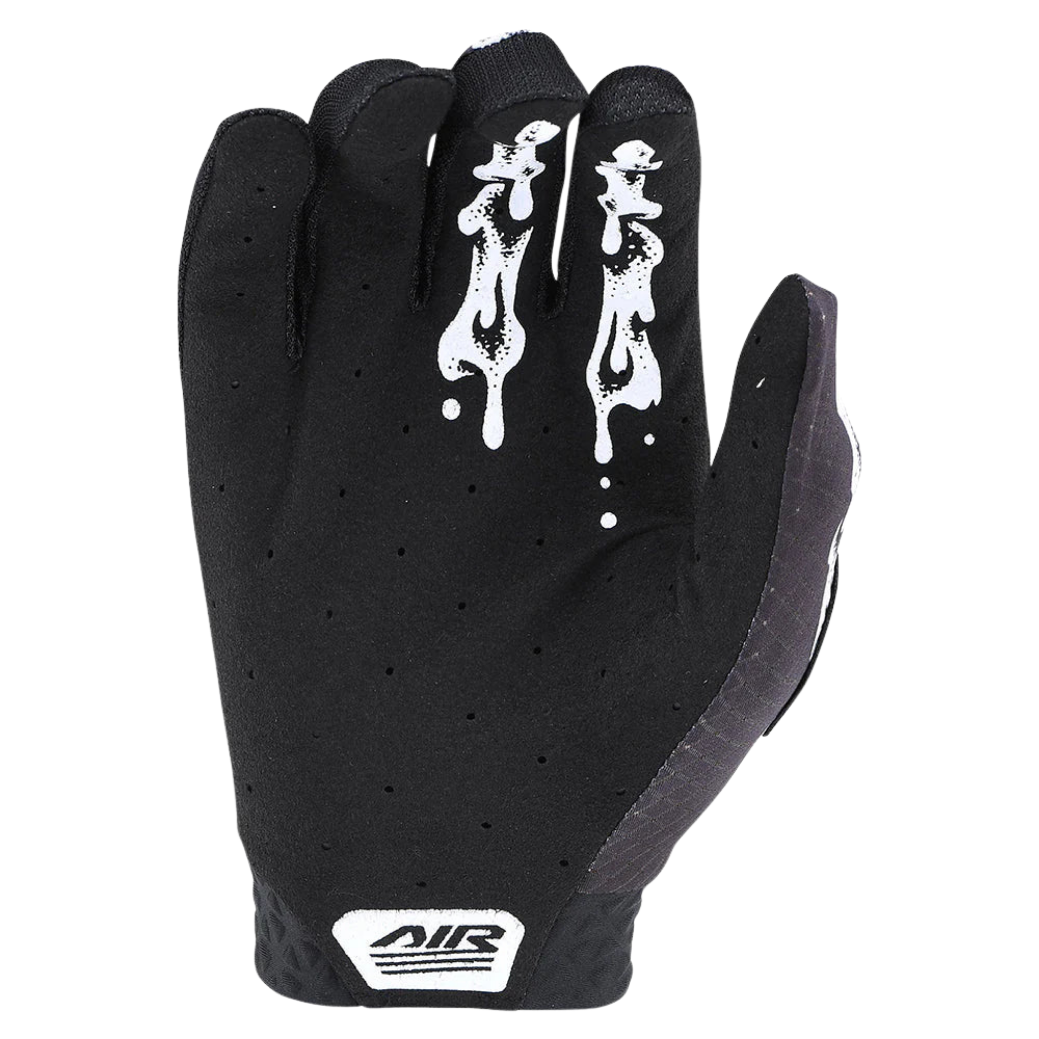 Palm view of Troy Lee Designs Youth Air Gloves Limited Edition with perforated Clarino synthetic leather in Slime Hands Black/White