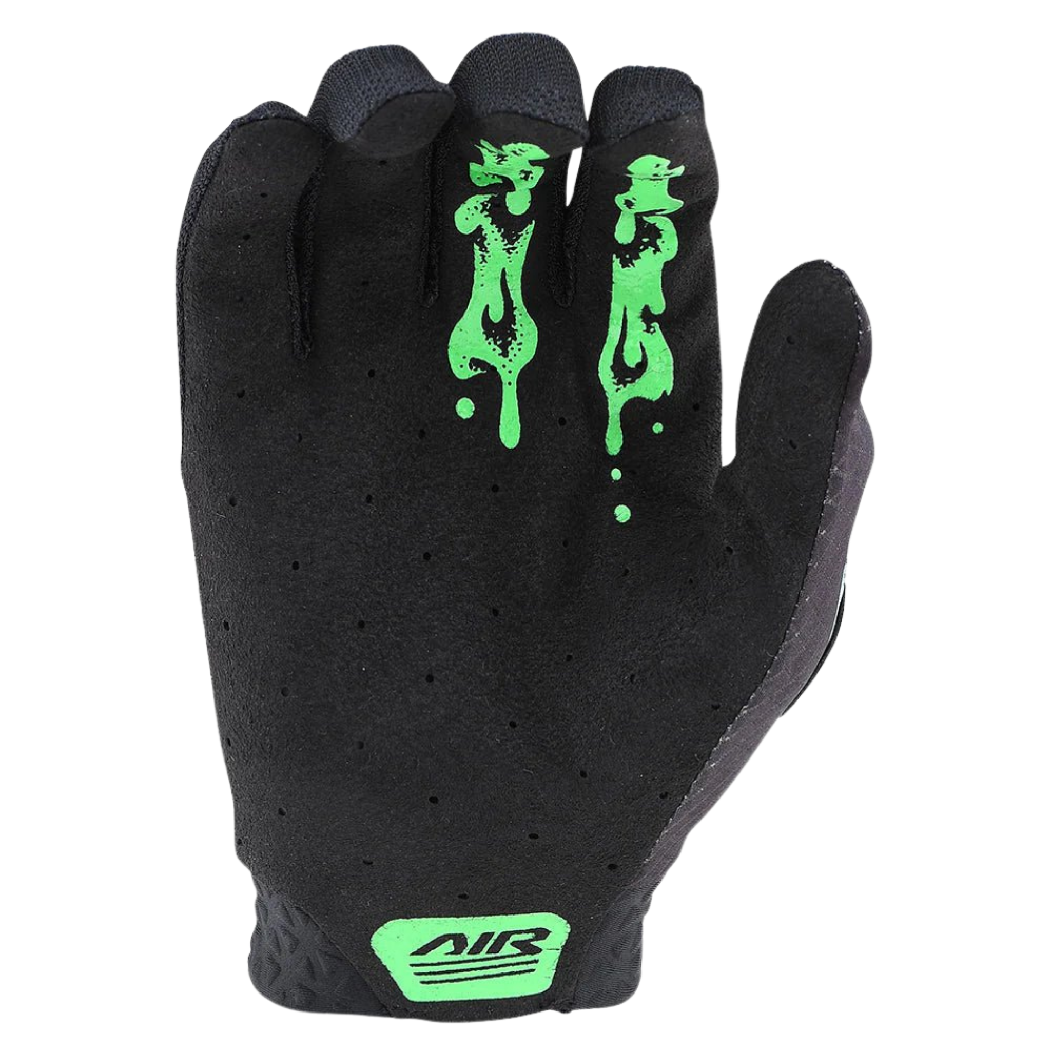 Palm view of Troy Lee Designs Youth Air Gloves Limited Edition with perforated Clarino synthetic leather in Slime Hands/Flo Green