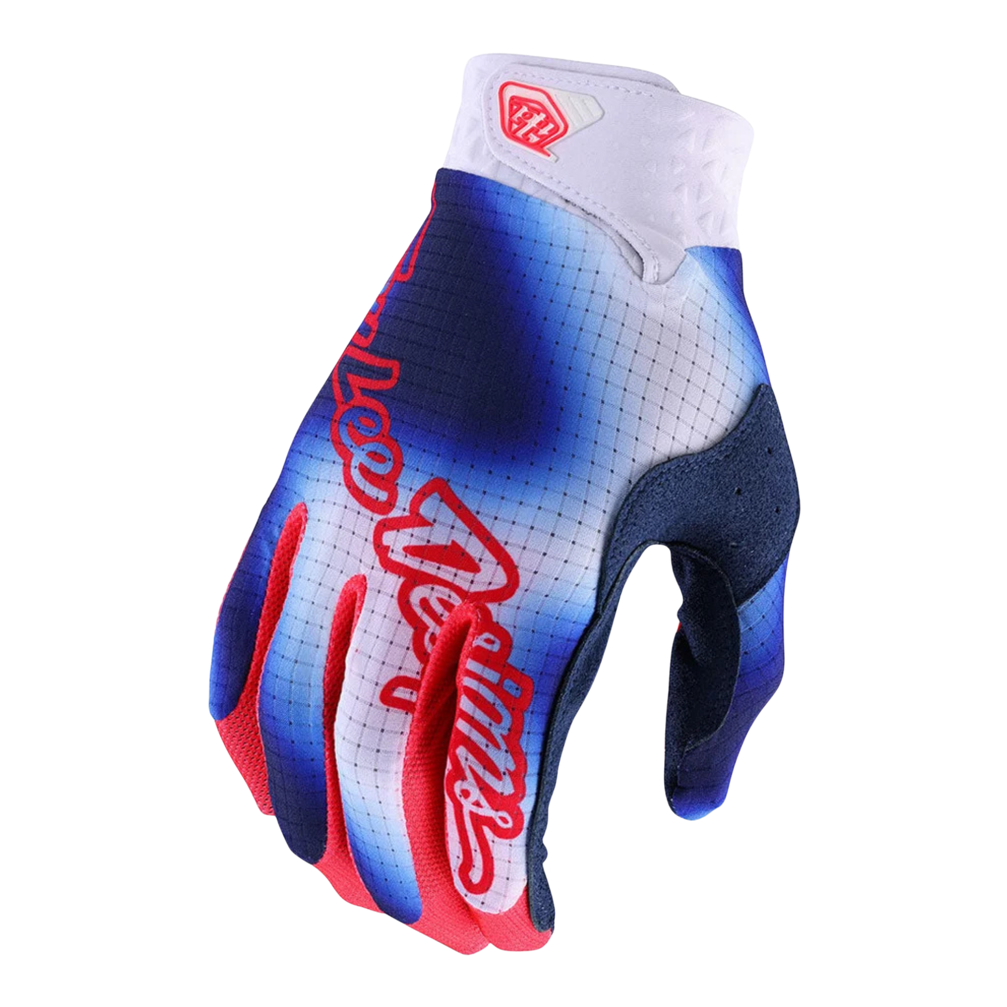 Troy Lee Designs Youth Air Gloves in Lucid White/Blue for Whistler Bike Park mountain biking