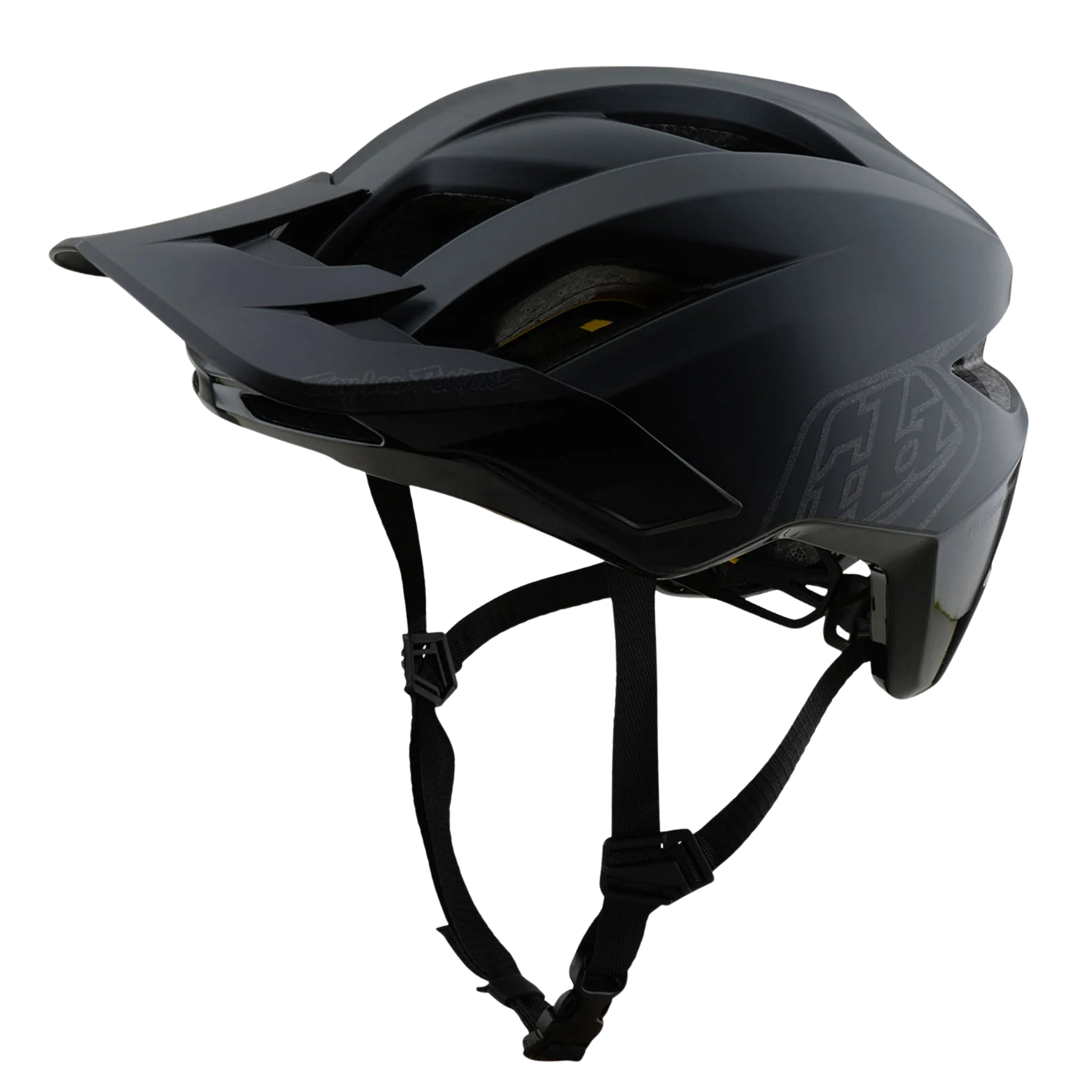 Front view of Troy Lee Designs Youth Flowline Helmet Orbit with adjustable visor in Black/Charcoal