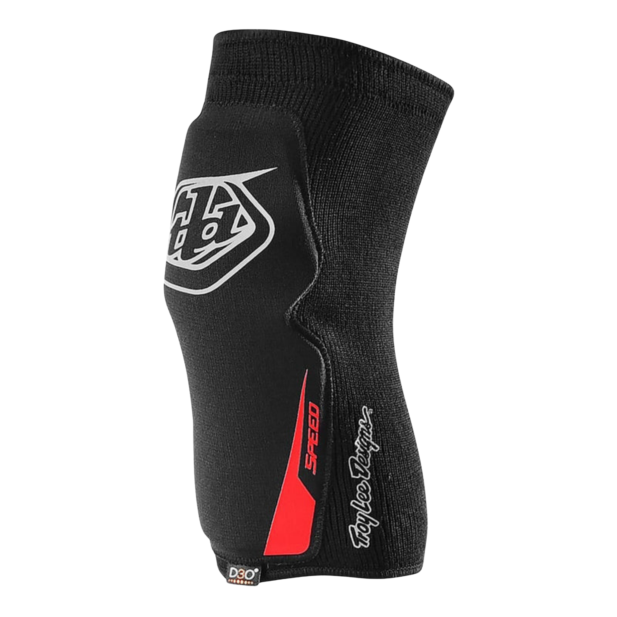 Close-up of the D3O impact protection pad in the Troy Lee Designs Youth Speed Knee Sleeve in Black
