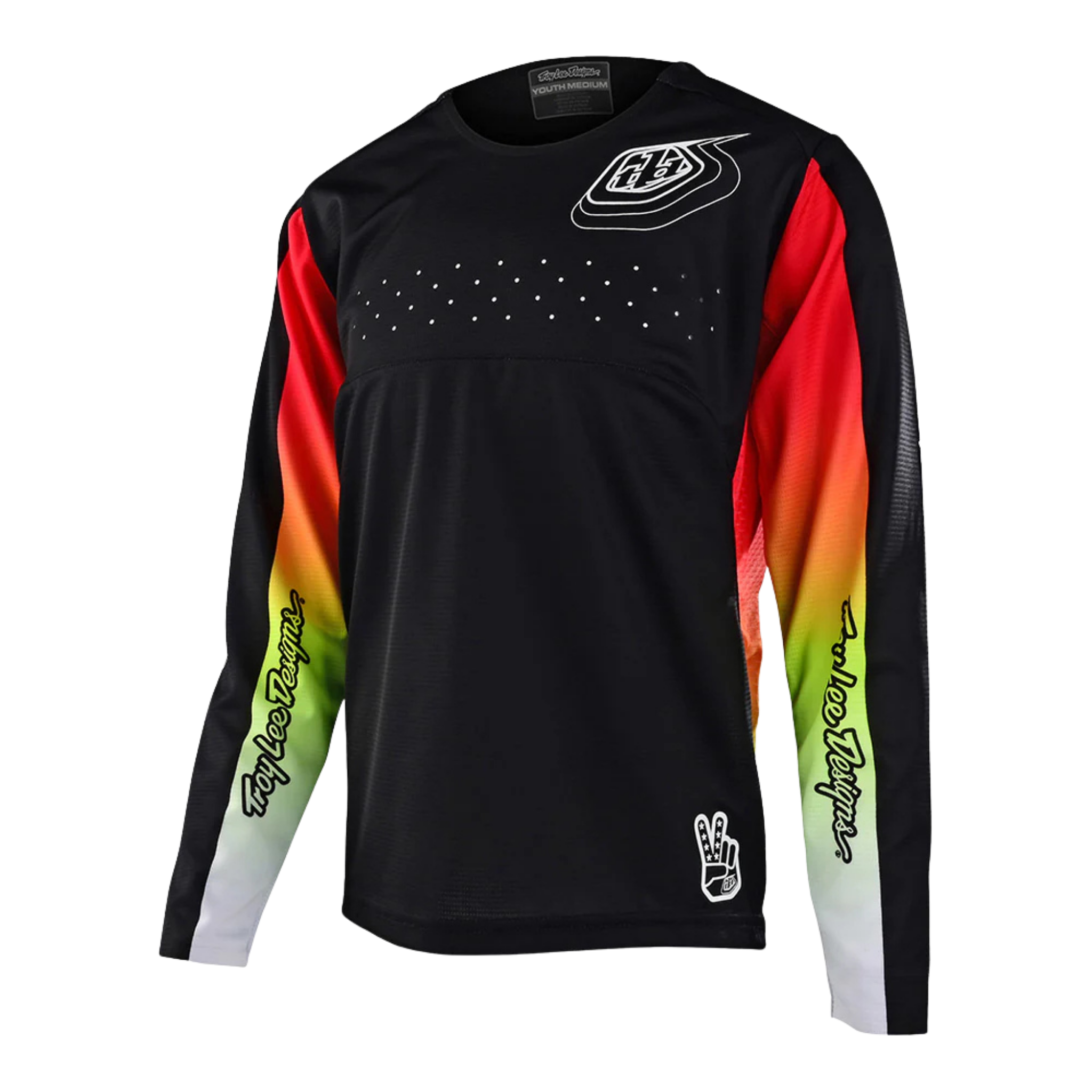 Troy Lee Designs Youth Sprint Jersey for Whistler Bike Park downhill mountain biking in Richter Black