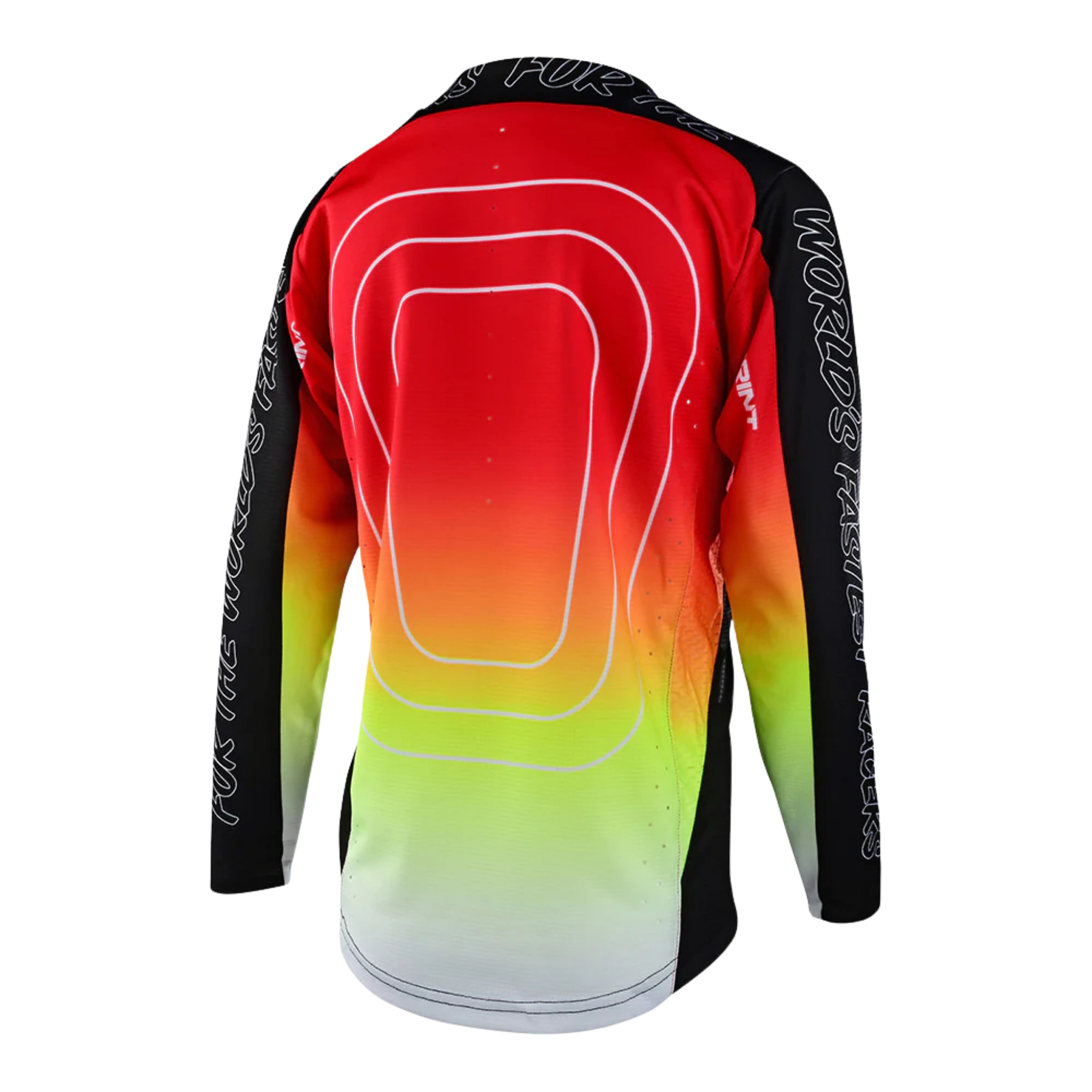 Rear view of Troy Lee Designs Youth Sprint Jersey with breathable Air Mesh panels in Richter Black