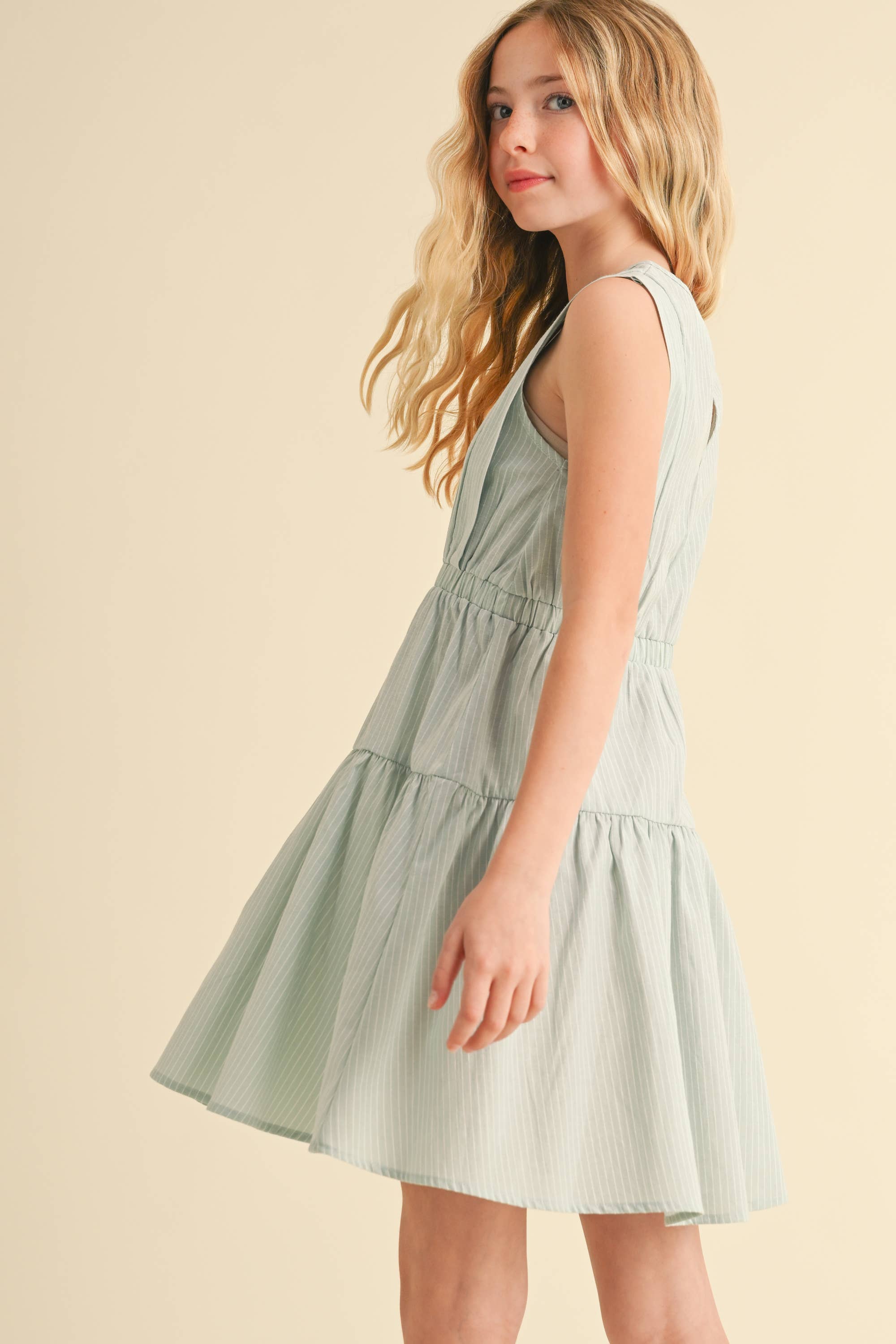 TWEEN GIRLS KIDS 2 TIER KNEE LENGTH DRESS (7/14)