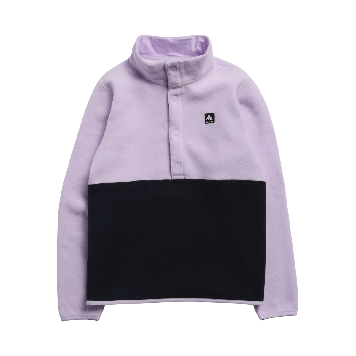 Burton Kids Cinder Fleece Anorak in Moondust Purple and True Black with 255GSM recycled polyester polar fleece