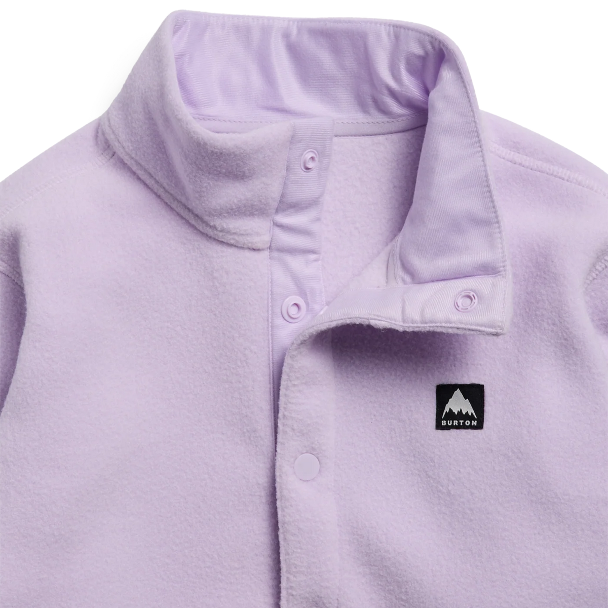 Burton Kids Cinder Fleece Anorak in Moondust Purple and True Black with soft 255GSM recycled polyester polar fleece