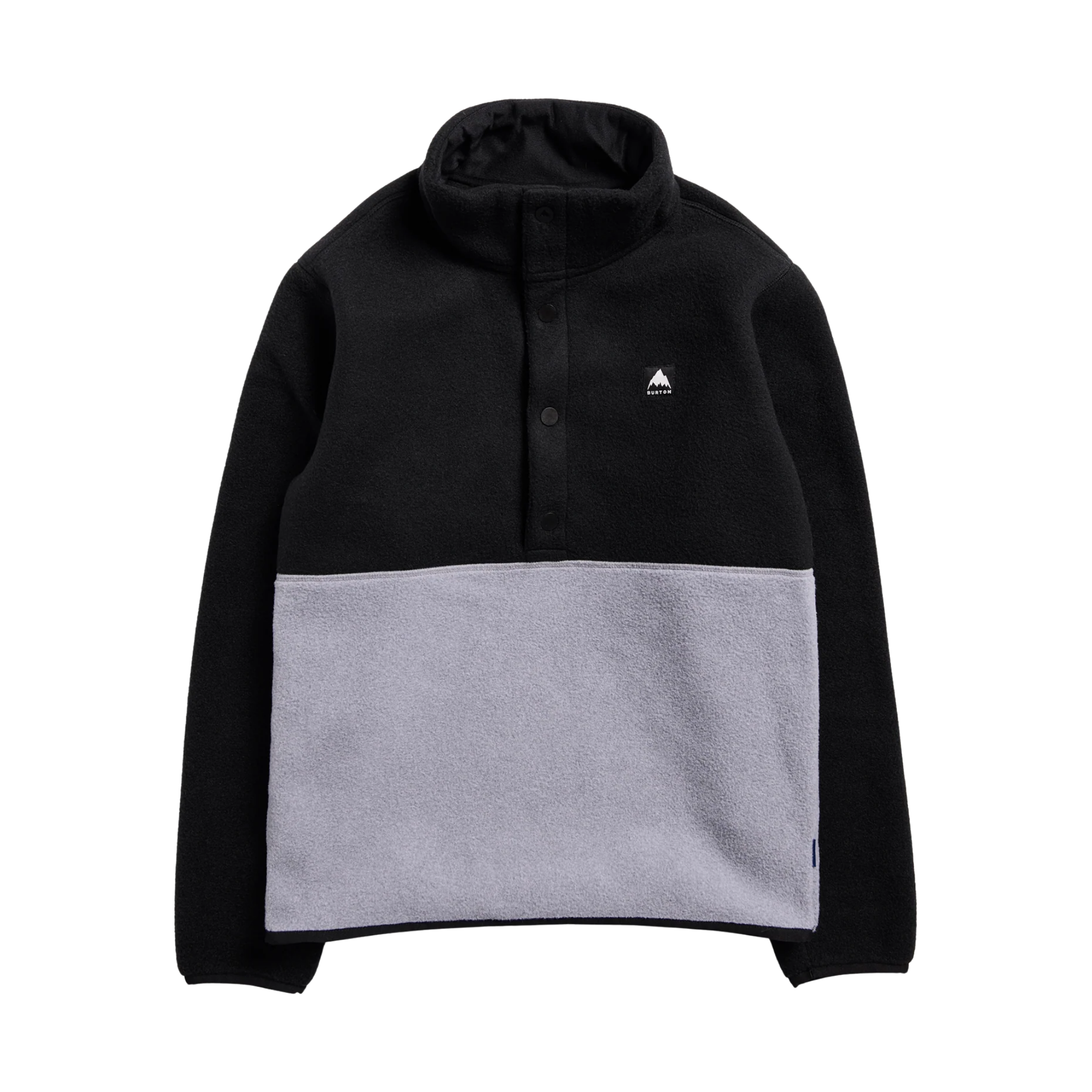 Burton Kids Cinder Fleece Anorak in True Black and Grey Heather with 255GSM recycled polyester polar fleece