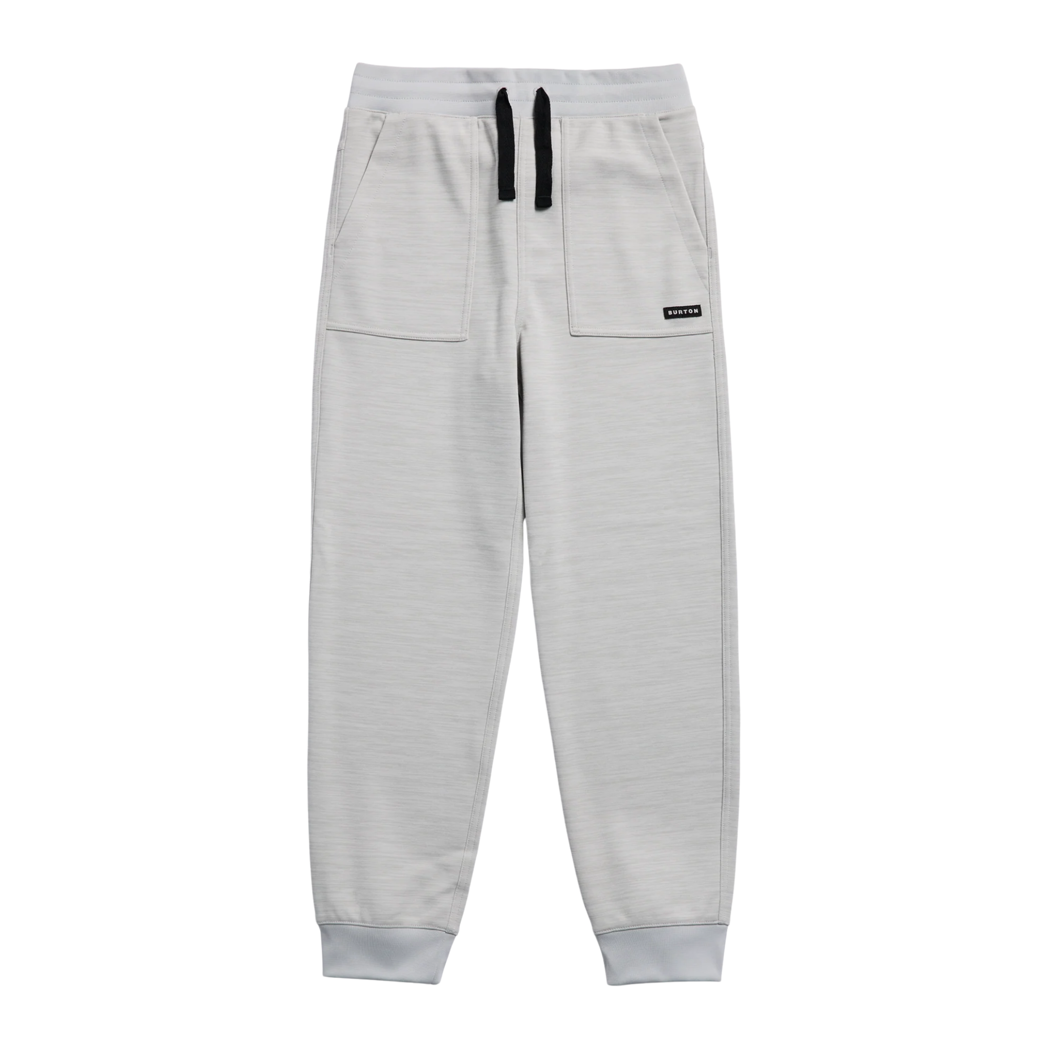 Burton Kids Oak Fleece Pants in Grey Cloud with recycled polyester brushback fleece, drawcord waistband, ribbed cuffs and handwarmer pockets