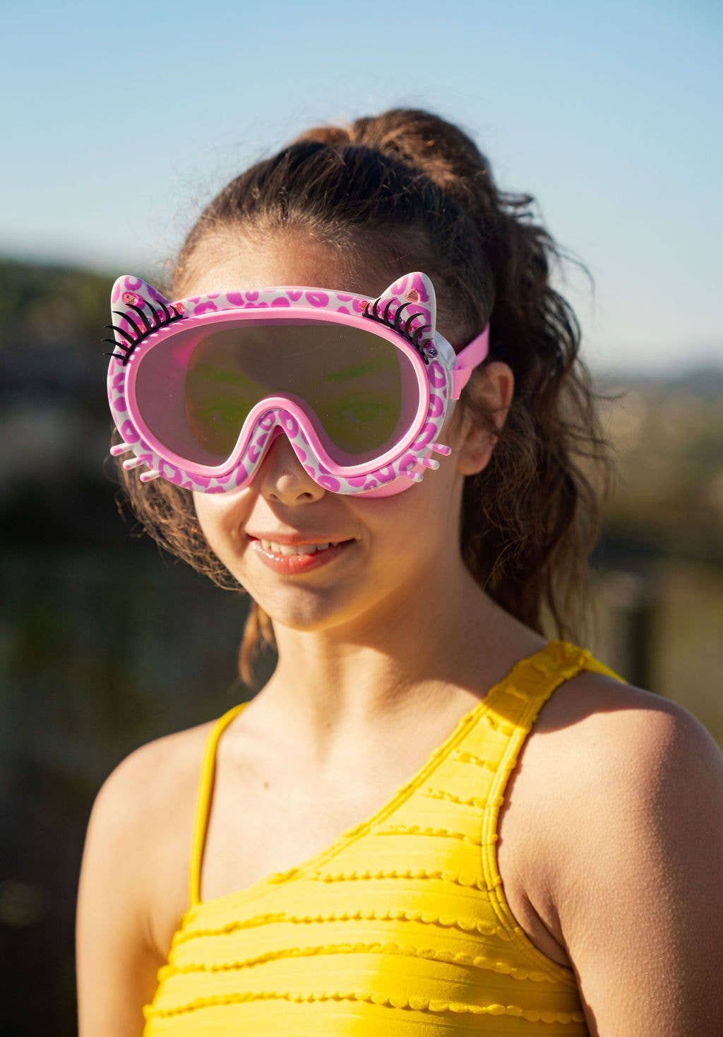 Kitty Cat "Meow" Leopard Print Swim Goggles