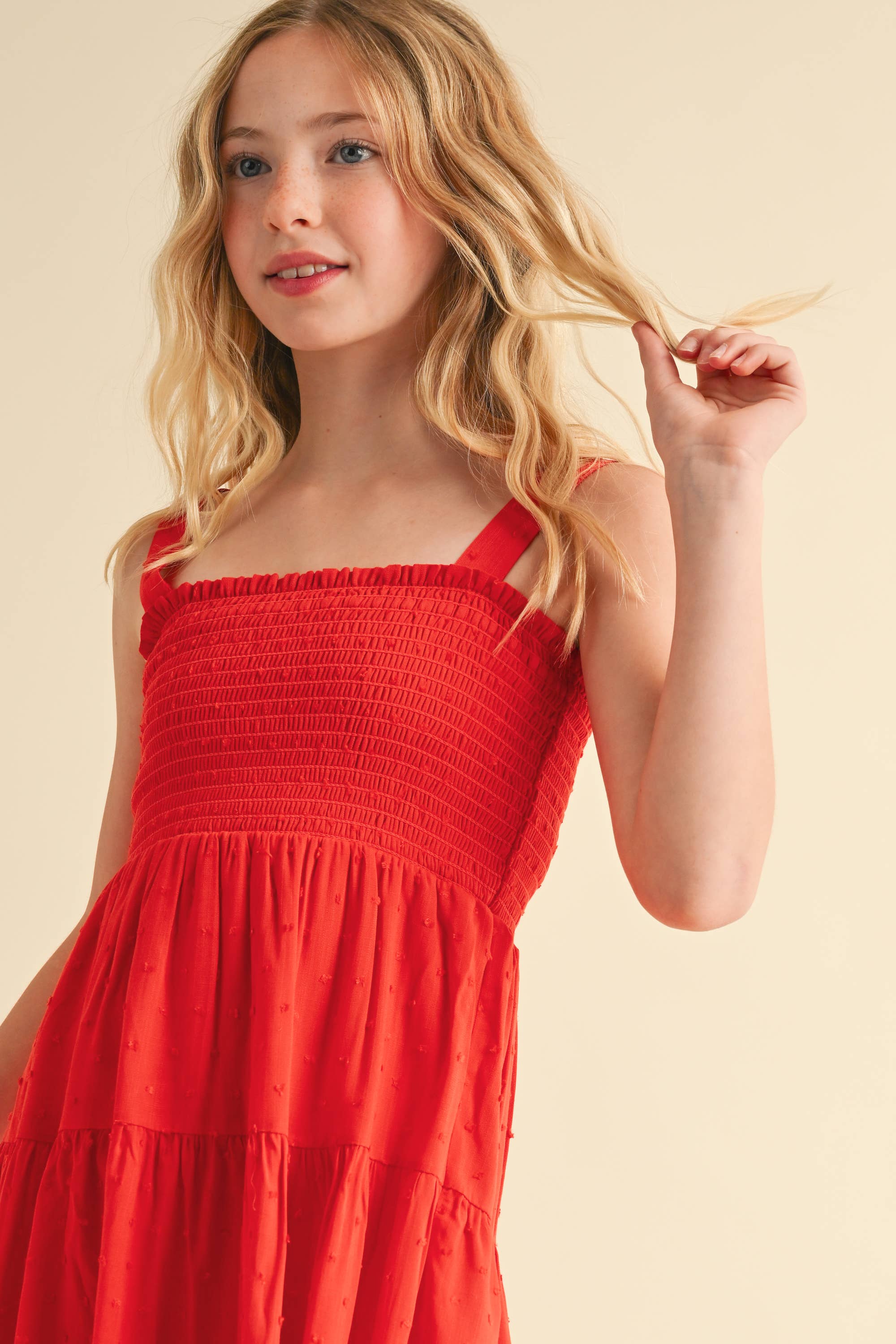 TWEEN KIDS GIRLS SMOCKED TIERED DRESS (7-12)