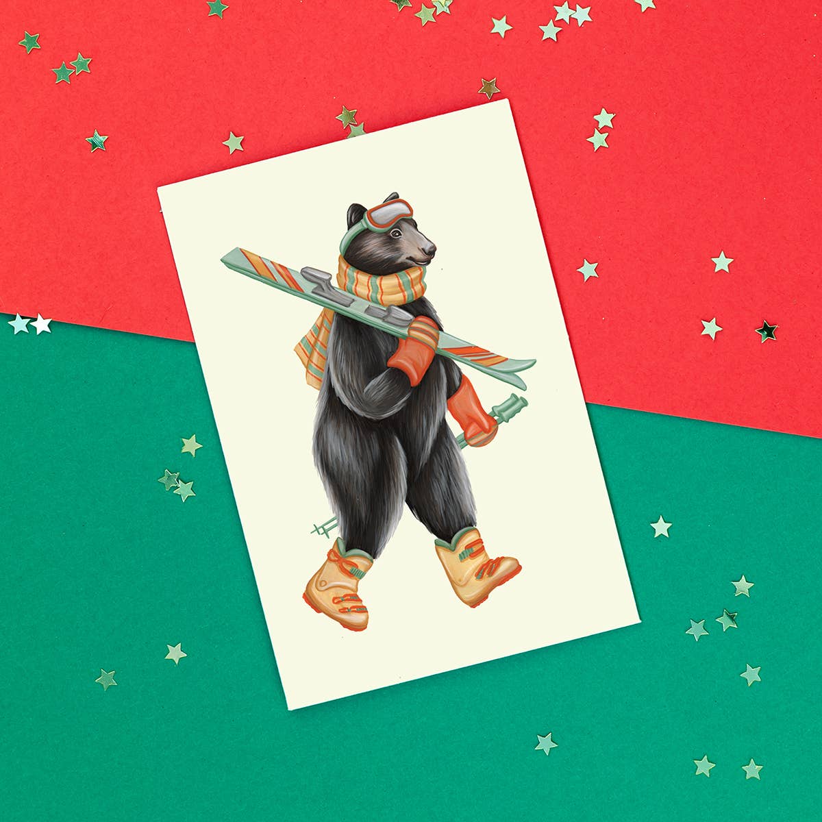 Bear Skiing Greeting Card