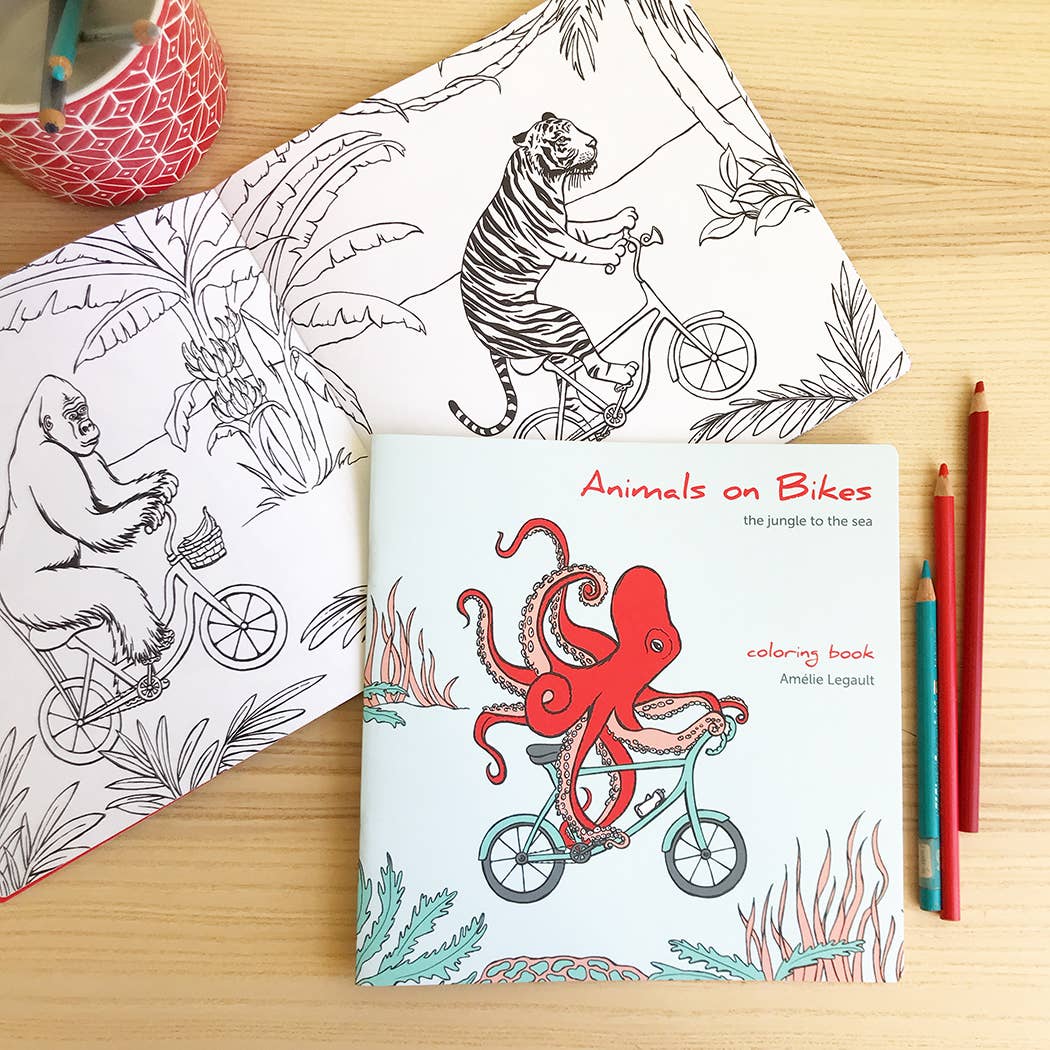 Coloring book - Animals on Bikes From the Jungle to the Sea