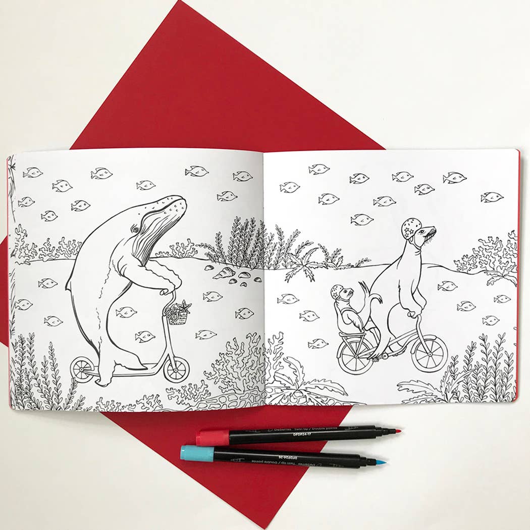 Coloring book - Animals on Bikes From the Jungle to the Sea