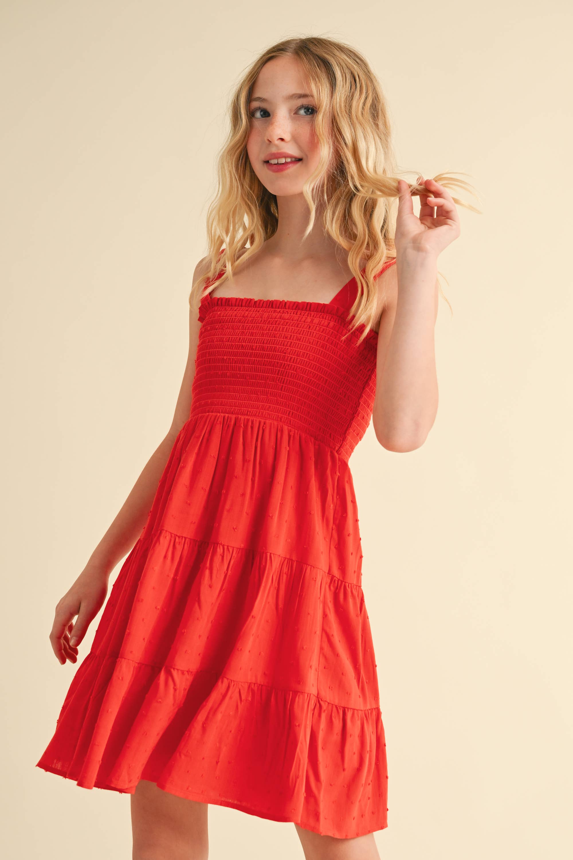 TWEEN KIDS GIRLS SMOCKED TIERED DRESS (7-12)