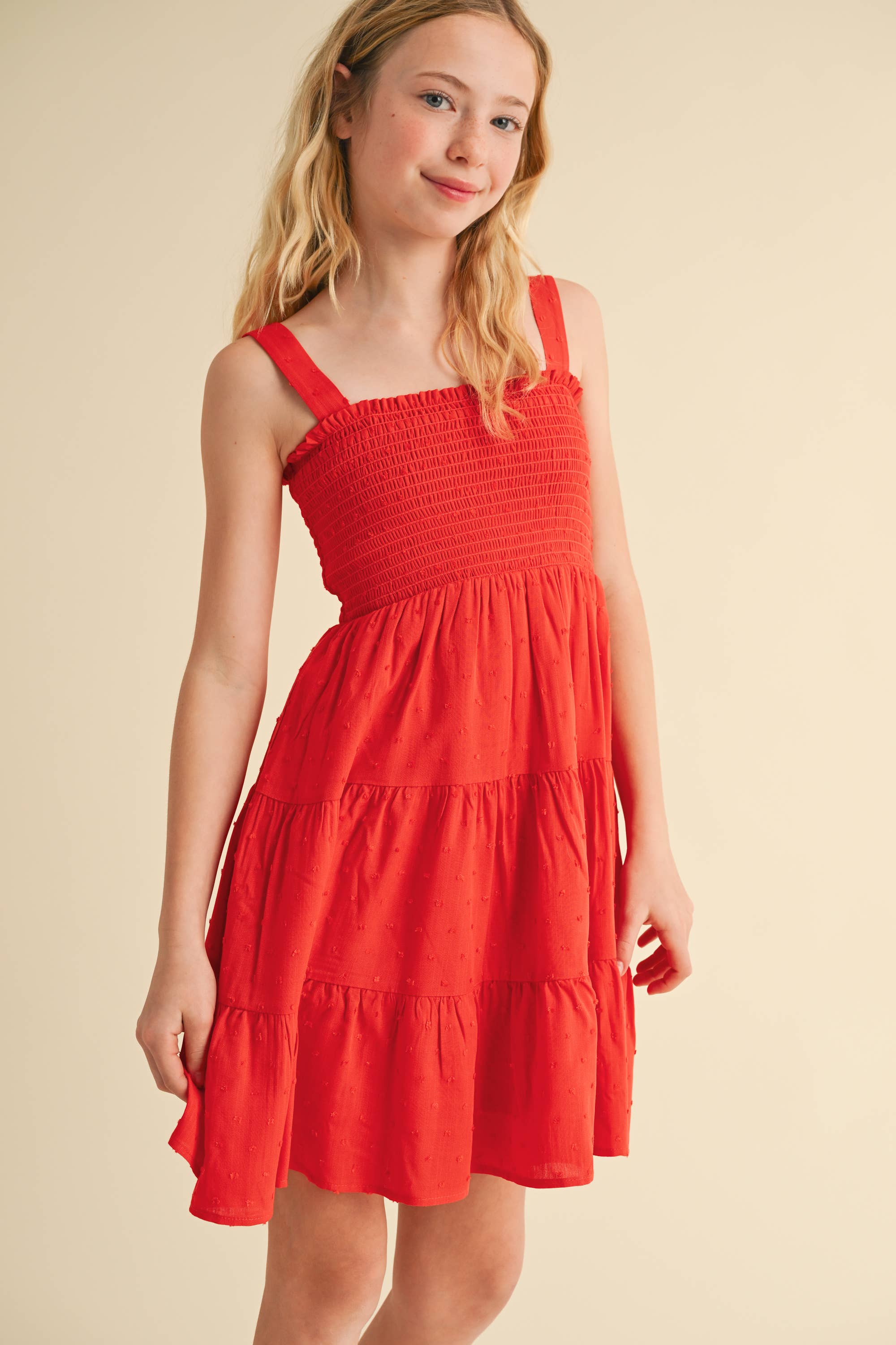 TWEEN KIDS GIRLS SMOCKED TIERED DRESS (7-12)