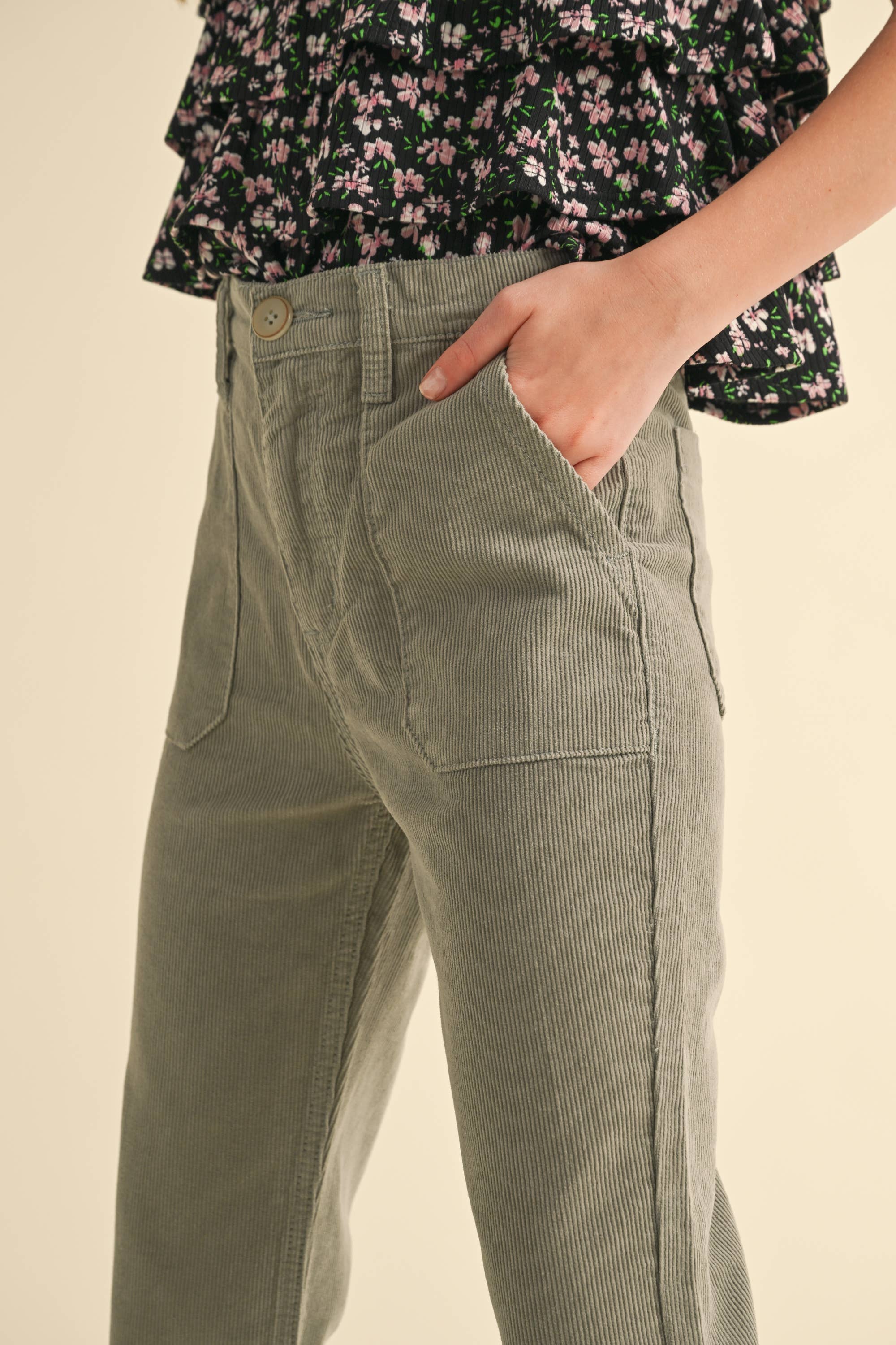 TWEEN GIRLS KIDS STRAIGHT LEG PANTS W/ PORKCHOP POCKET(7/14)