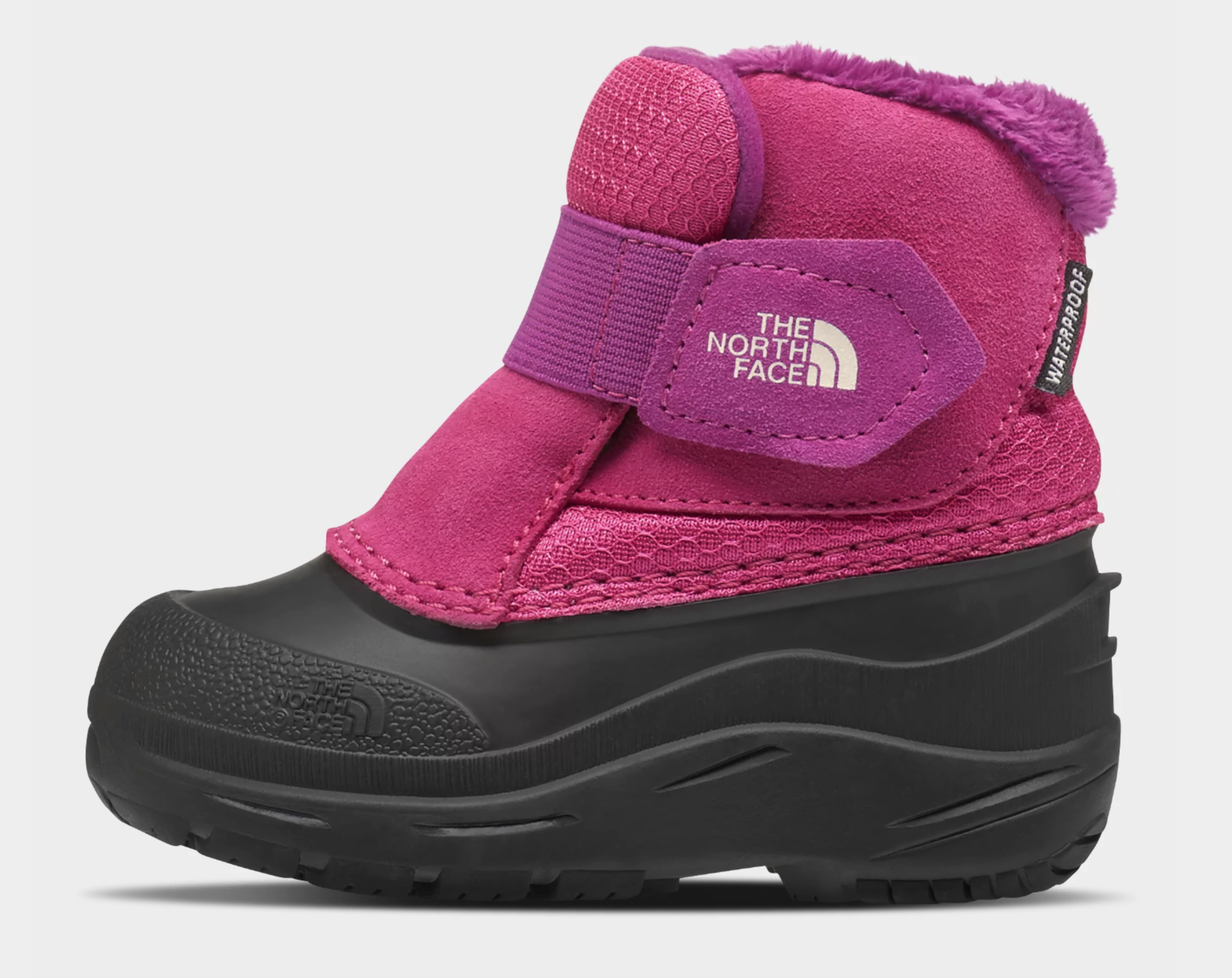 The North Face Toddler Alpenglow II Snow Boots - Mountain Kids Canada, White Background - F Pink/C Sunrise Color side view