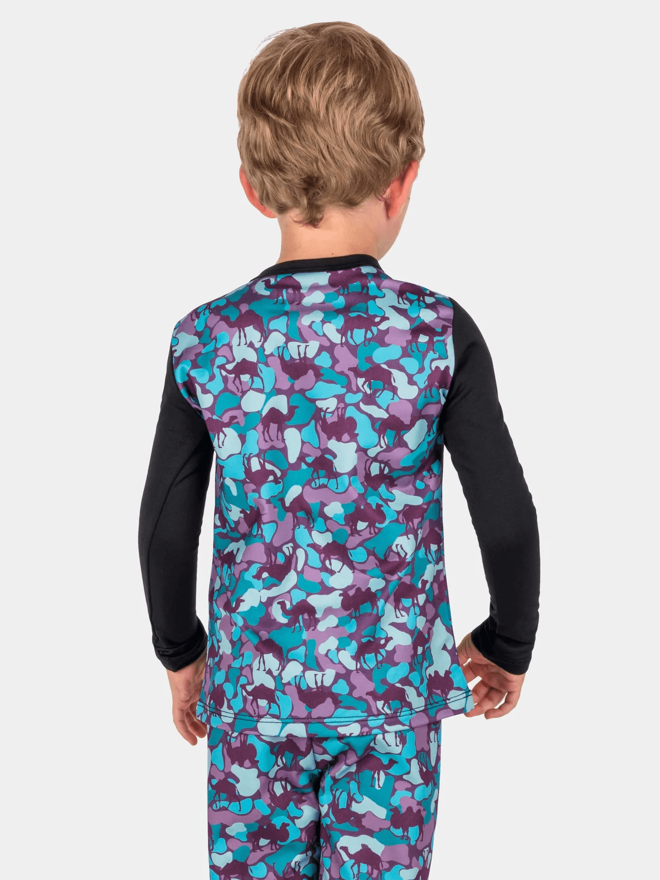 Blackstrap Kids Therma M/W Base Layer Crew 2022 - Mountain Kids Outfitters: Camelflauge Aquatic, Back View