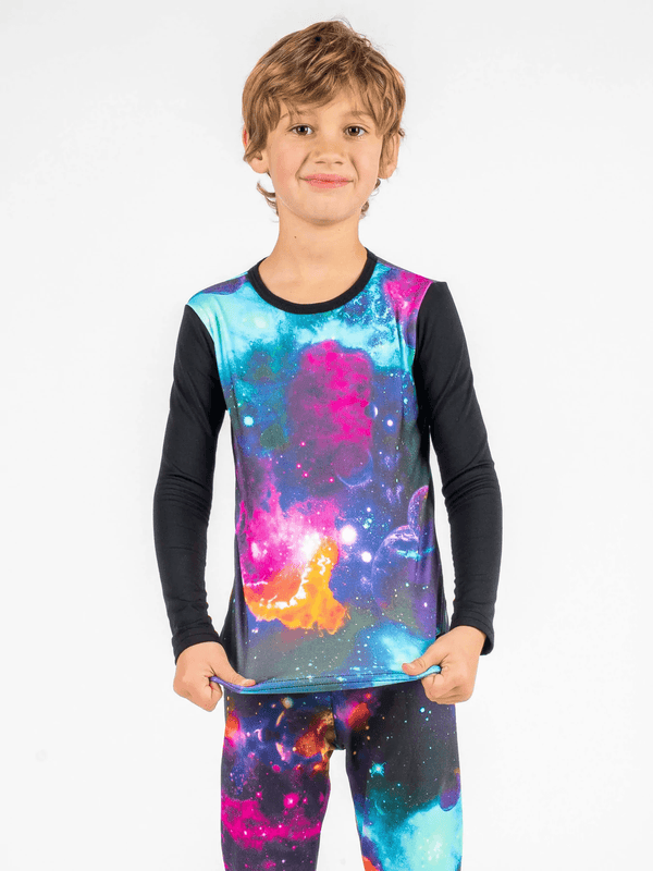 Blackstrap Kids Therma M/W Base Layer Crew 2022 - Mountain Kids Outfitters: Space Galactic, Front View