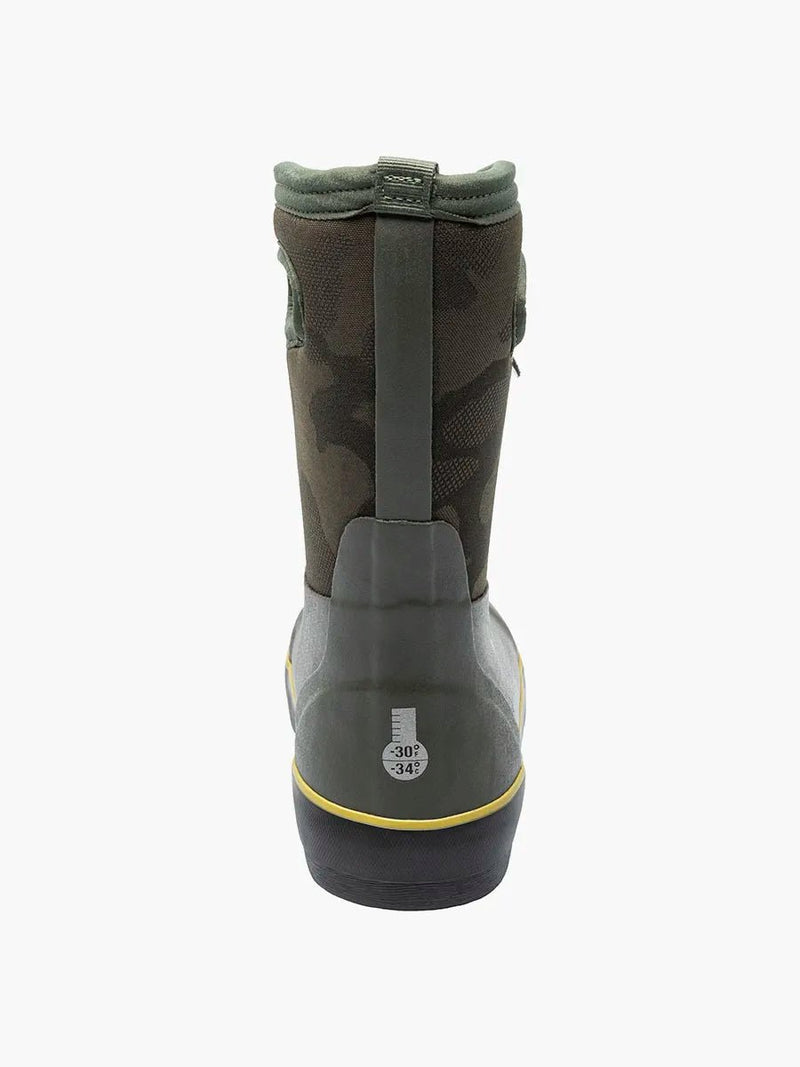 BOGS Classic II Waterproof Winter Boots 2022 - Mountain Kids Outfitters: Dark Green Camo, Back View