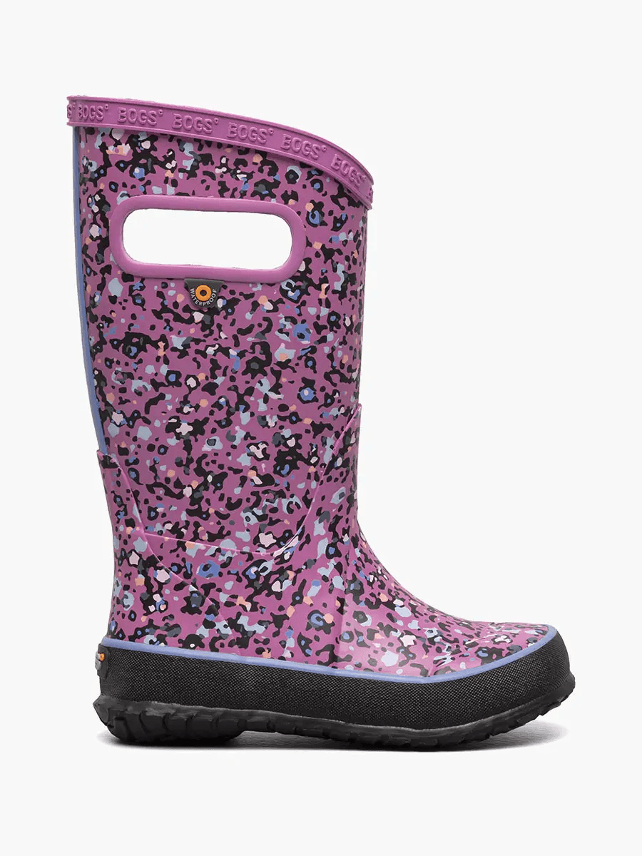  BOGS Kids Waterproof Rain Boots - Little Textures 2022 - Mountain Kids Outfitters - Pink Multi Color - White Background side view