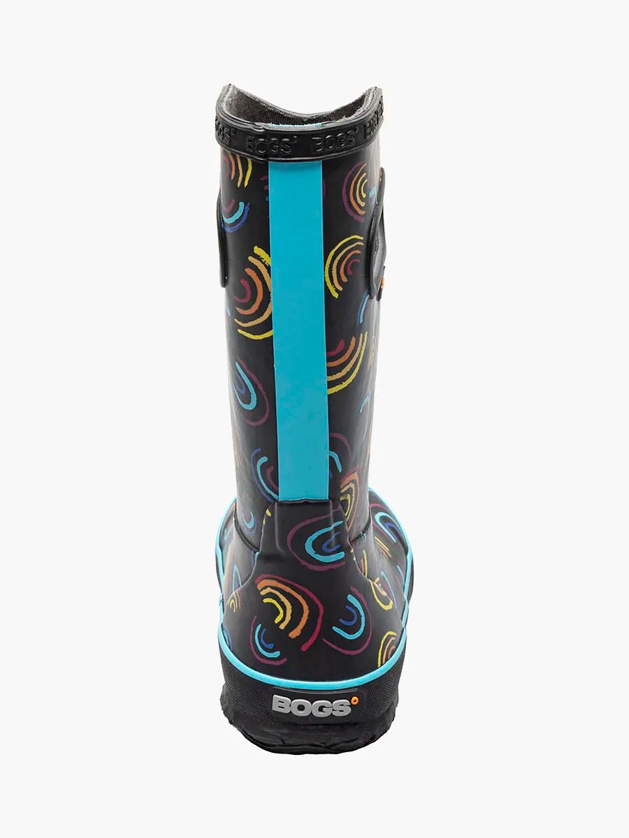 BOGS Waterproof Rain Boots 2022 - Mountain Kids Outfitters - Wild Rainbows Color - White Background back view