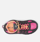 Columbia Children's Redmond Waterproof Hiking Shoes - Mountain Kids Outfitters - Dark Grey/Pink Ice Color - White Background top view