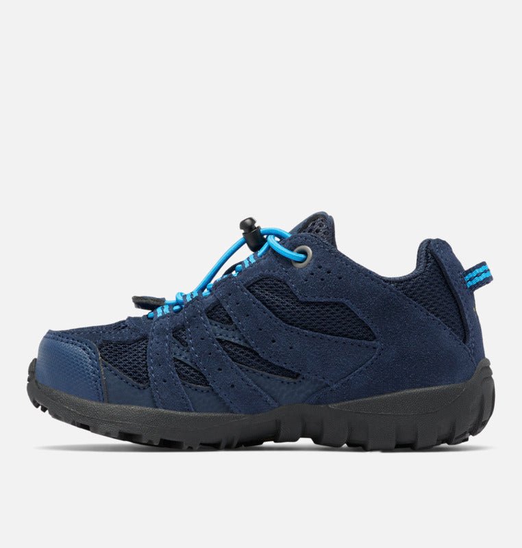Columbia Children's Redmond Waterproof Hiking Shoes - Mountain Kids Outfitters - Collegiate Navy/Laser Lemon Color - White Background side view