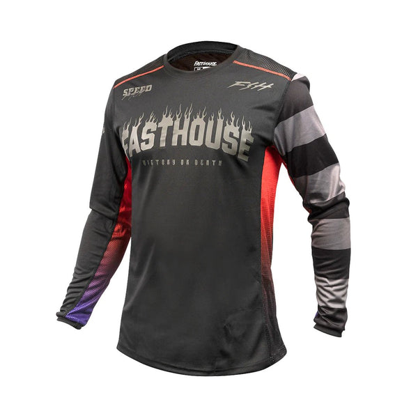 FastHouse Youth Burn Free Classic Long Sleeve Jersey - Mountain Kids Outfitters: Black, Front View