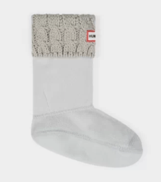 Hunter Kids 6-Stitch Cable Boot Socks - Mountain Kids Outfitters: Grey Color - White Background side view