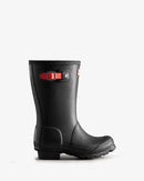 Hunter Kids' Insulated Rain Boots (Matte) - Mountain Kids Outfitters - Black/ Logo Red Color - White Background side view