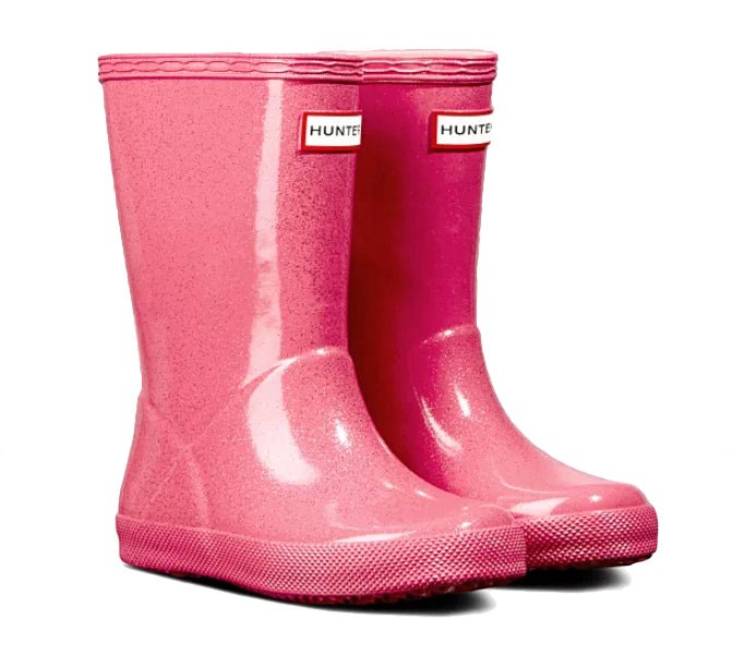 Hunter Original Kids' First Classic Starcloud Rain Boots (Glitter) - Mountain Kids Outfitters: Arcade Pink Color - White Background  front view