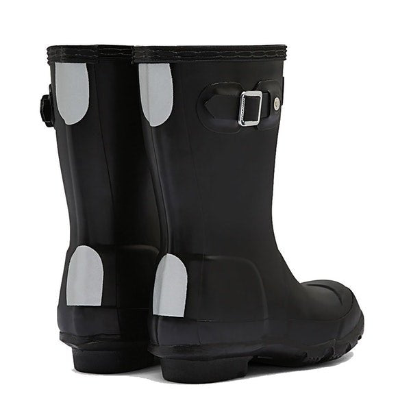 Hunter Original Kids' Rain Boots (Matte) - Mountain Kids Outfitters - Black Color - White Background back view