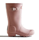 Hunter Original Kids' Rain Boots (Matte) - Mountain Kids Outfitters - Azalea Pink Color - White Background side view