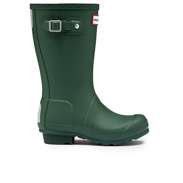 Hunter Original Kids' Rain Boots (Matte) - Mountain Kids Outfitters - Hunter Green Color - White Background side view