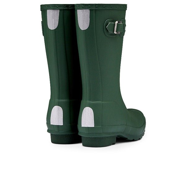 Hunter Original Kids' Rain Boots (Matte) - Mountain Kids Outfitters - Hunter Green Color - White Background back view