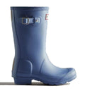 Hunter Original Kids' Rain Boots (Matte) - Mountain Kids Outfitters - Stornoway Blue Color - White Background side view