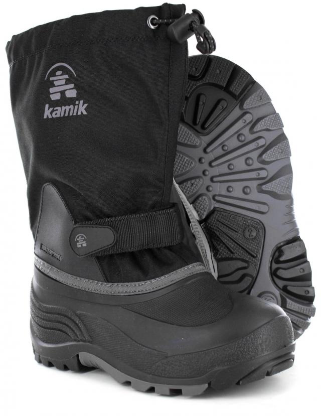 Kamik Waterbug5 Winter Boots - Mountain Kids Outfitters - Black/Charcoal Color - White Background