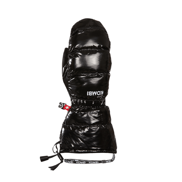 Back of Palm View - Black Kombi Puffy Ethical Goose Down Junior Mitten