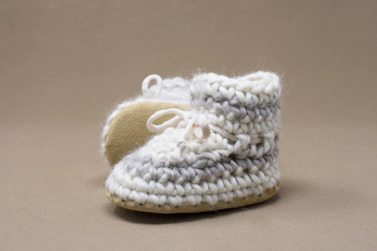 Padraig Knit Slippers (Baby Sizing) - Mountain Kids Outfitters: Cream Stripe Color -  side view