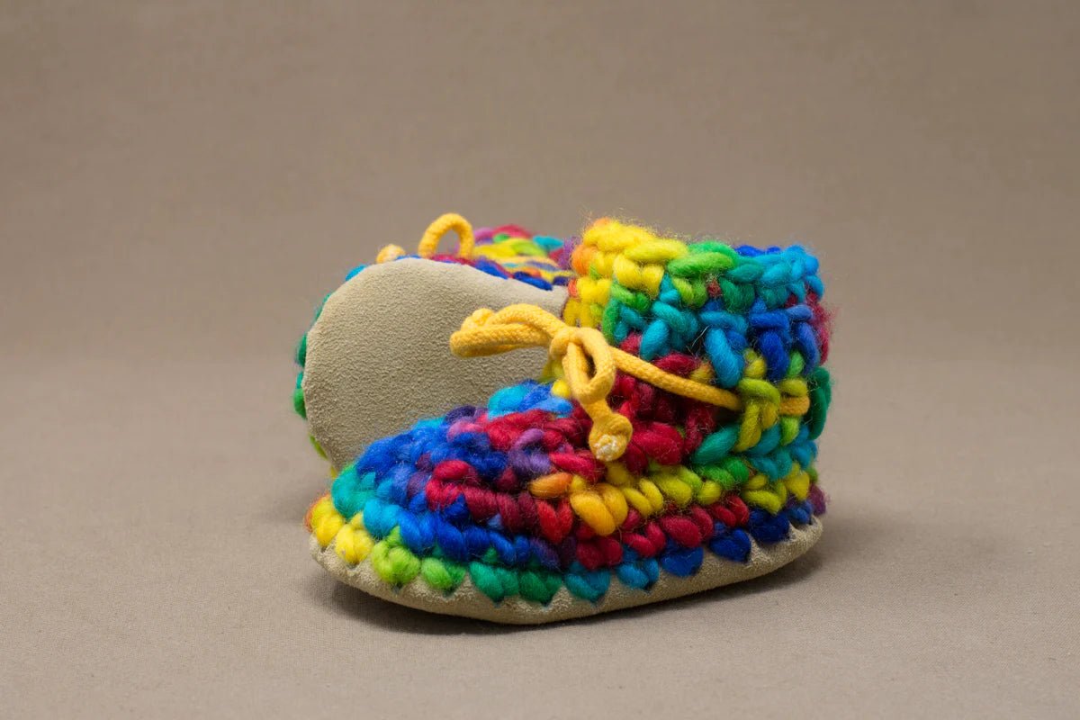 Padraig Knit Slippers (Baby Sizing) - Mountain Kids Outfitters: Rainbow Color - side view