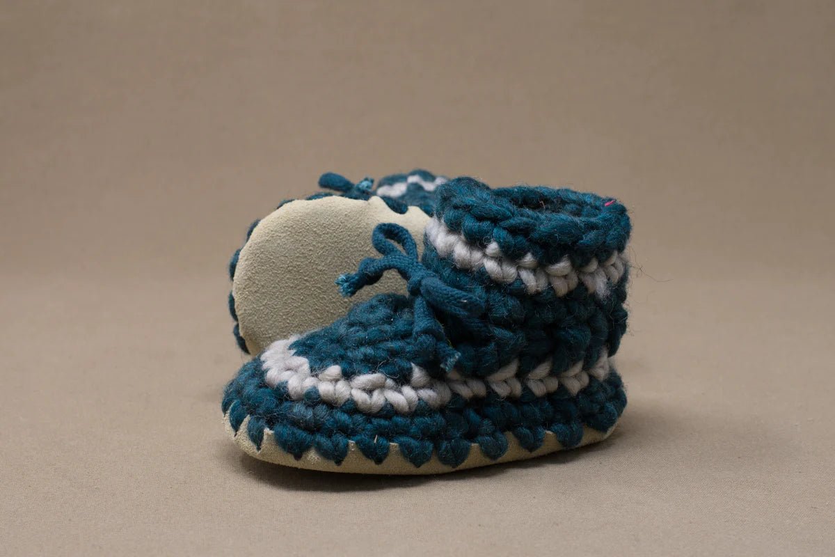 Padraig Knit Slippers (Baby Sizing) - Mountain Kids Outfitters: Forest Stripe Color - side view