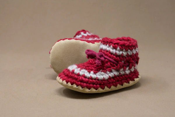 Padraig Knit Slippers (Kids Sizing) - Mountain Kids Outfitters: Red Stripe Color - side view