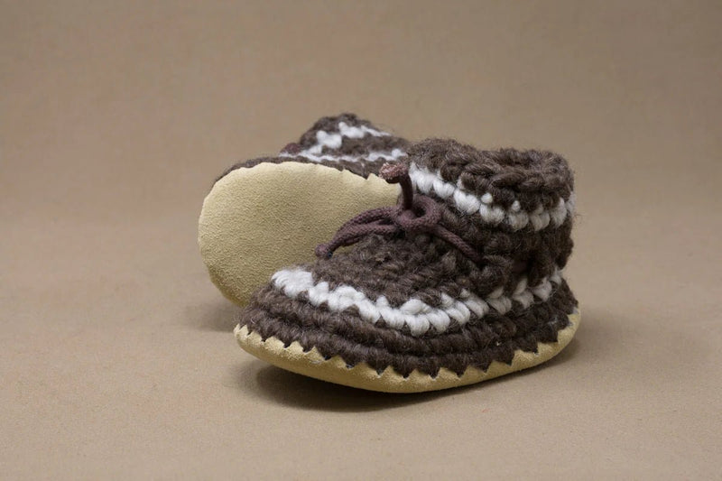 Padraig Knit Slippers (Kids Sizing) - Mountain Kids Outfitters: Brown Stripe Color - side view